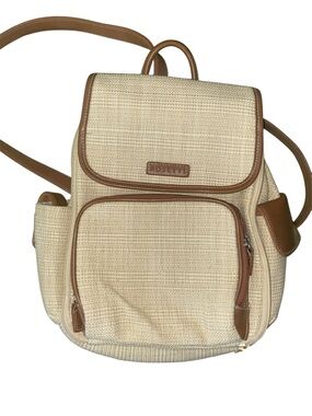Rosetti beige straw-style mini backpack.